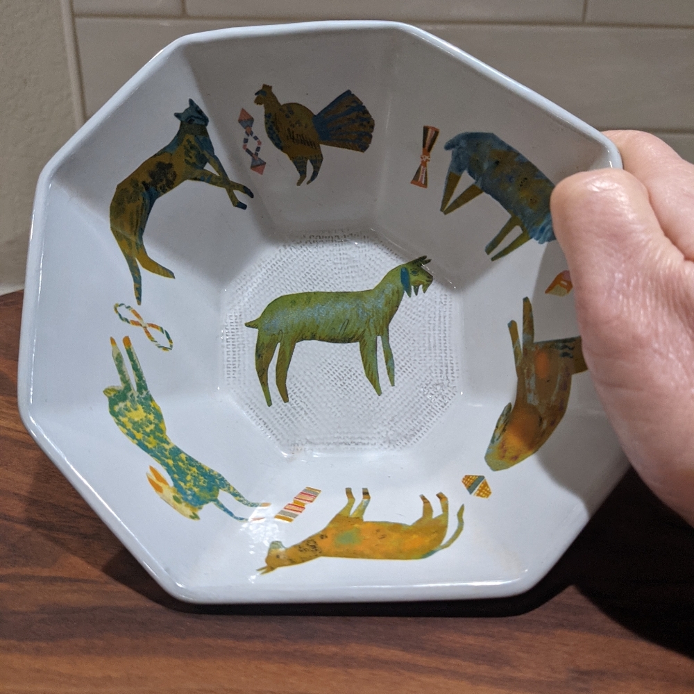 Anthropologie Rose de Norman Puzzlewood octagon bowl